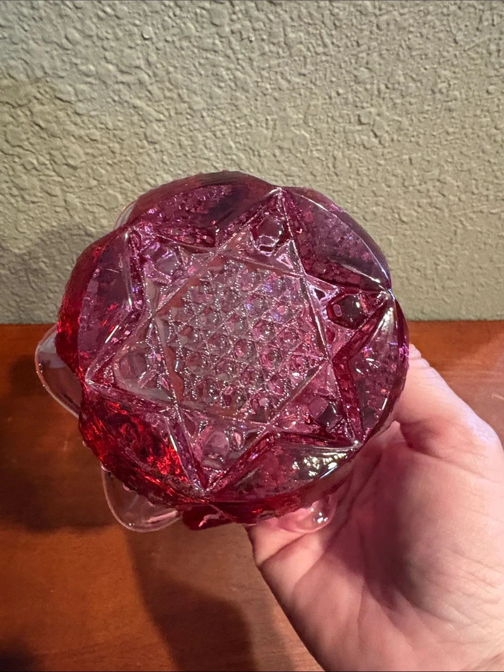 Fenton Pink (sometimes looks purple) Vintage Glass Basket with Ruffled Edge